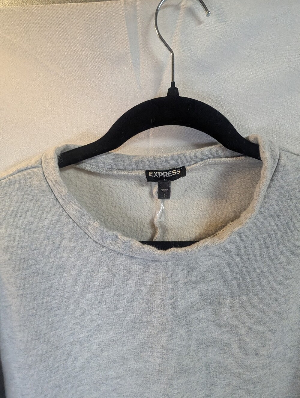 Express Gray Ruffle-Sleeve Sweatshirt Top - Picture 2 of 8